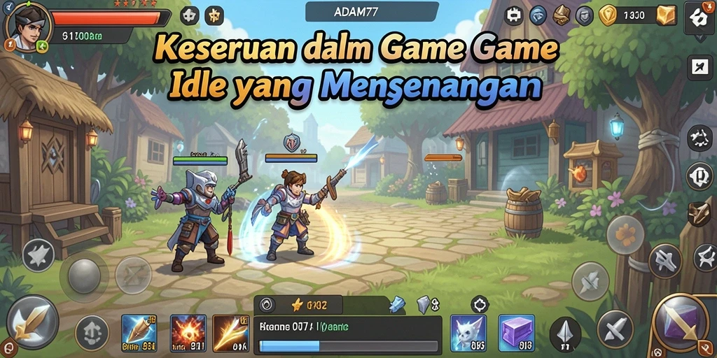 Screenshot gameplay ADAM77 yang menampilkan aktivitas idle yang menarik.