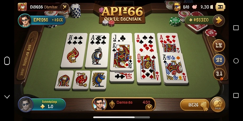 Menampilkan gameplay mendebarkan dari permainan Domino.