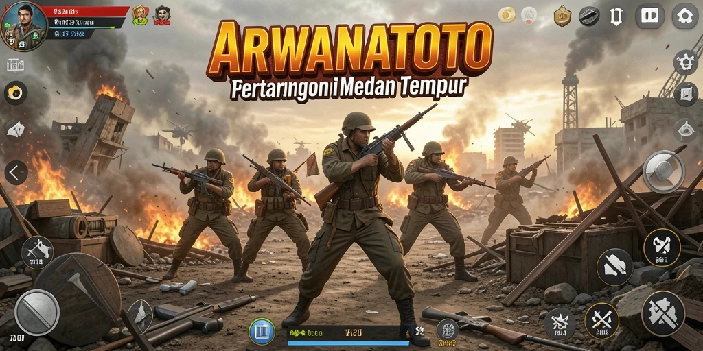 Tangkapan layar gameplay menegangkan dari ARWANATOTO di medan perang.