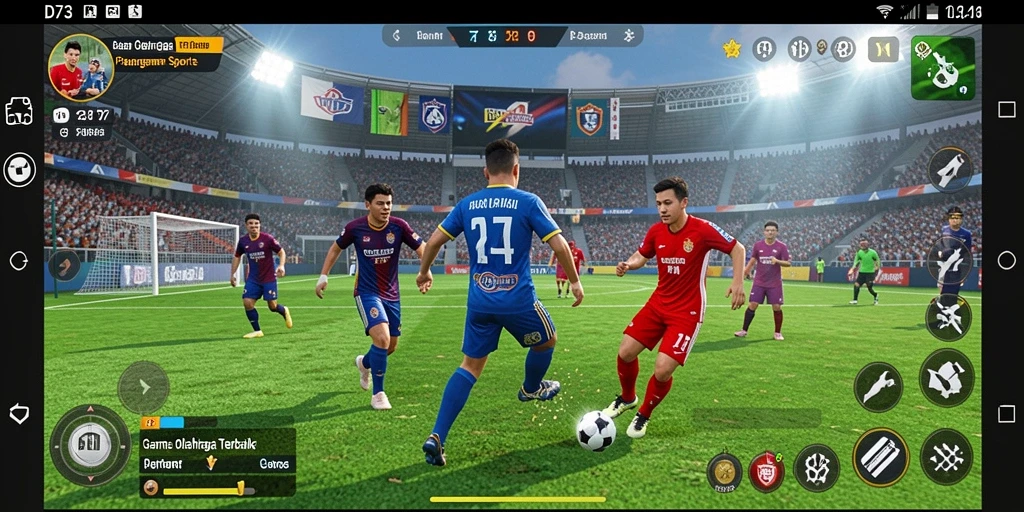 Screenshot gameplay D73 menampilkan aksi seru dalam permainan olahraga.