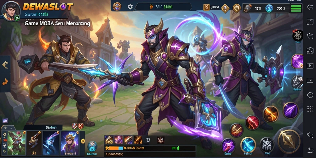 Gameplay seru DEWASLOT dengan aksi MOBA yang intens.