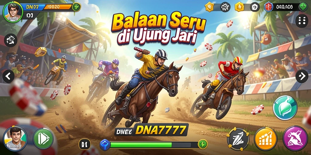 Screenshot Gameplay DNA777 menampilkan balapan yang mendebarkan.