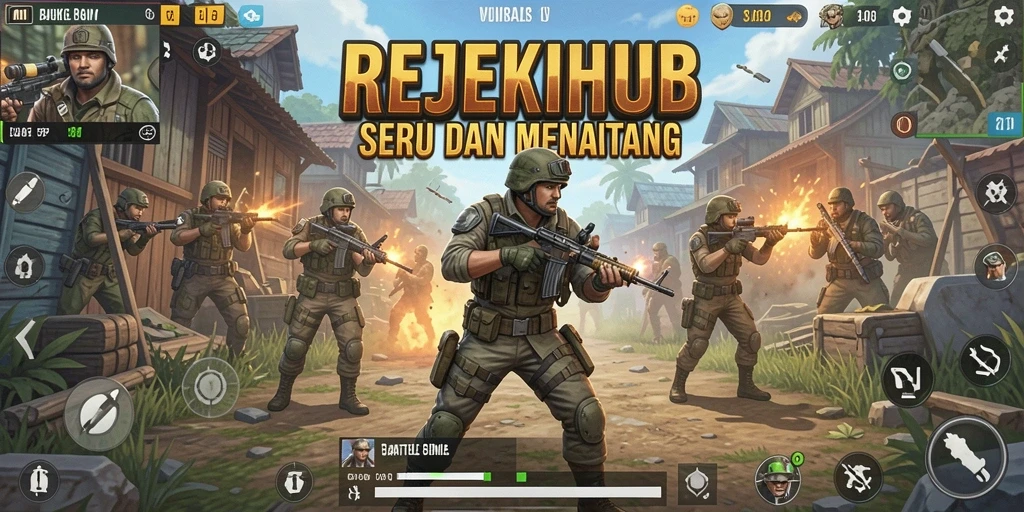 Tampilan gameplay seru dalam REJEKIHUB, bertarung dengan pemain lain.