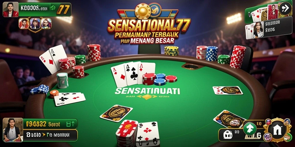 Tampilan gameplay Poker yang seru di SENSATIONAL77.