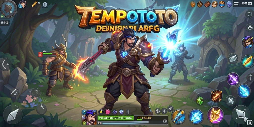 Screenshot gameplay menunjukkan pertarungan seru di dunia TEMPOTOTO.