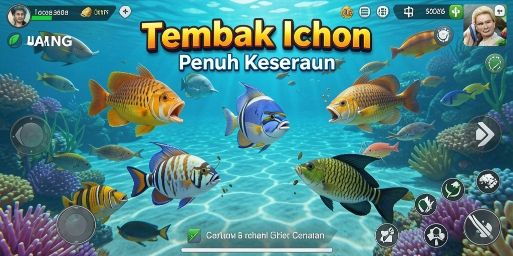 Screenshot UANG menampilkan gameplay menembak ikan yang seru.